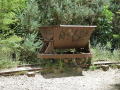The 'Windows' tunnels tramway wagon in it's 2013 position, Karangahake, January 2013